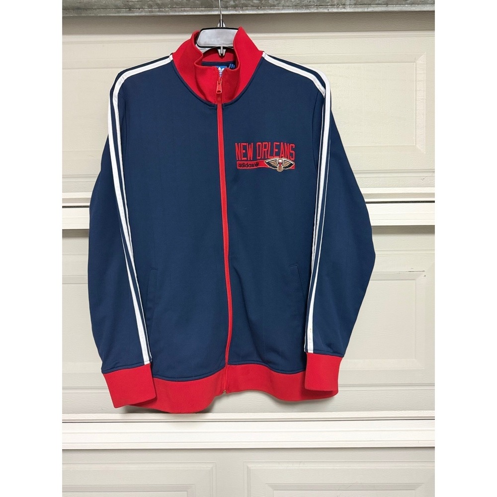 New Orleans Pelicans Jacket Mens XL Adidas Originals Track Jacket Navy Red NBA